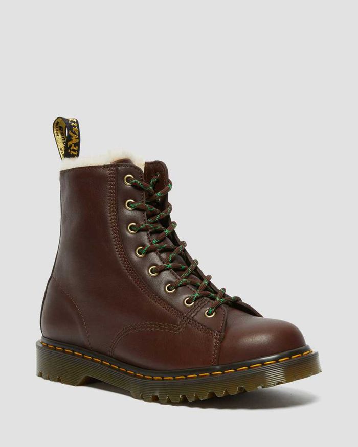 Dr Martens Vintersko Herre Brune Barton Made In England Shearling Lined Læder 6728ZUYVR